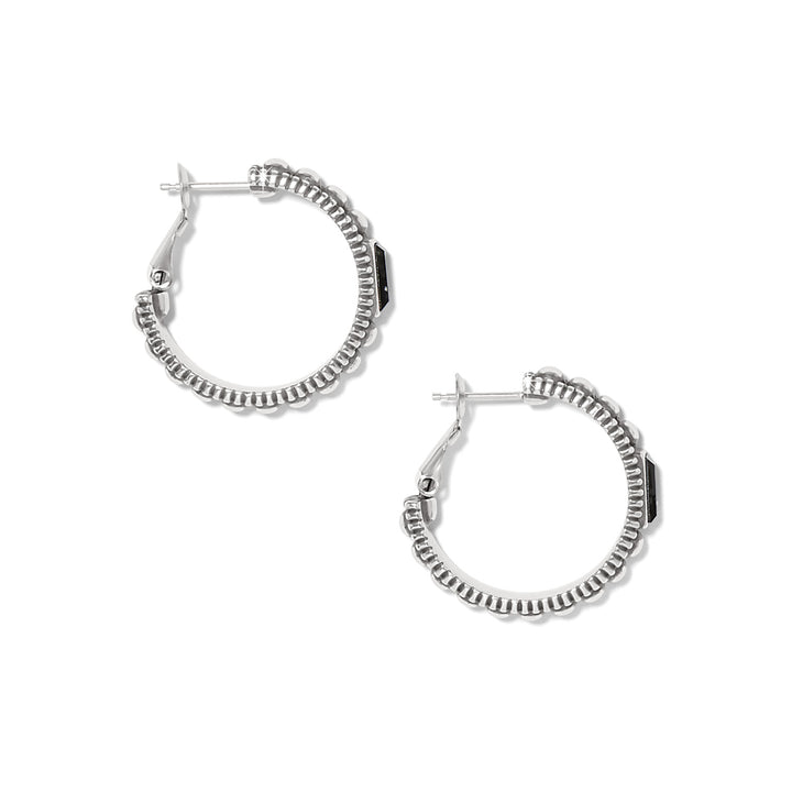 Pretty Tough Gem Hoop Earrings - Silver-Black