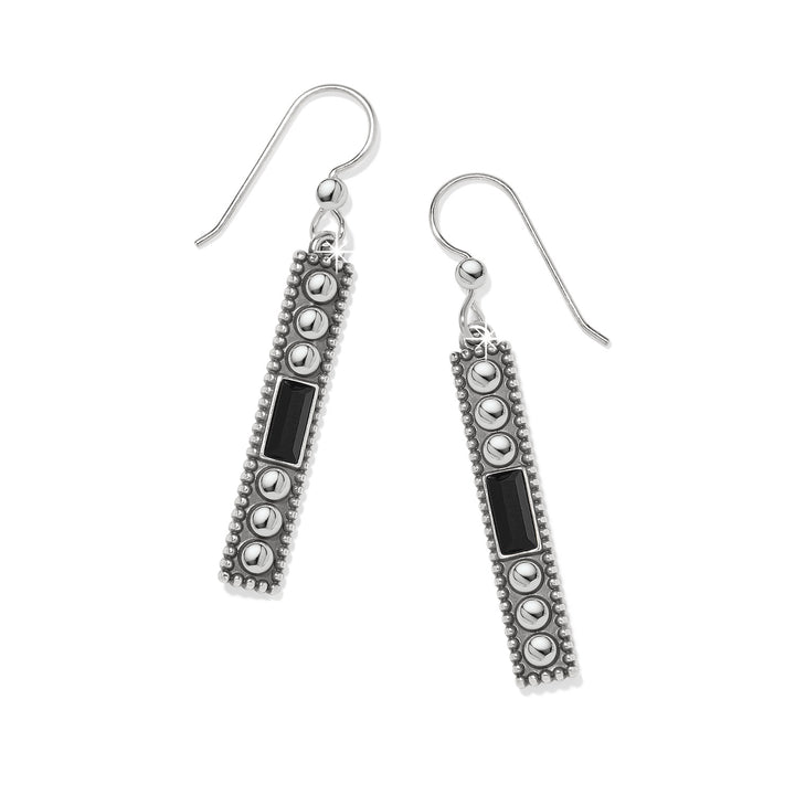 Pretty Tough Gem French Wire Earrings - Silver-Black