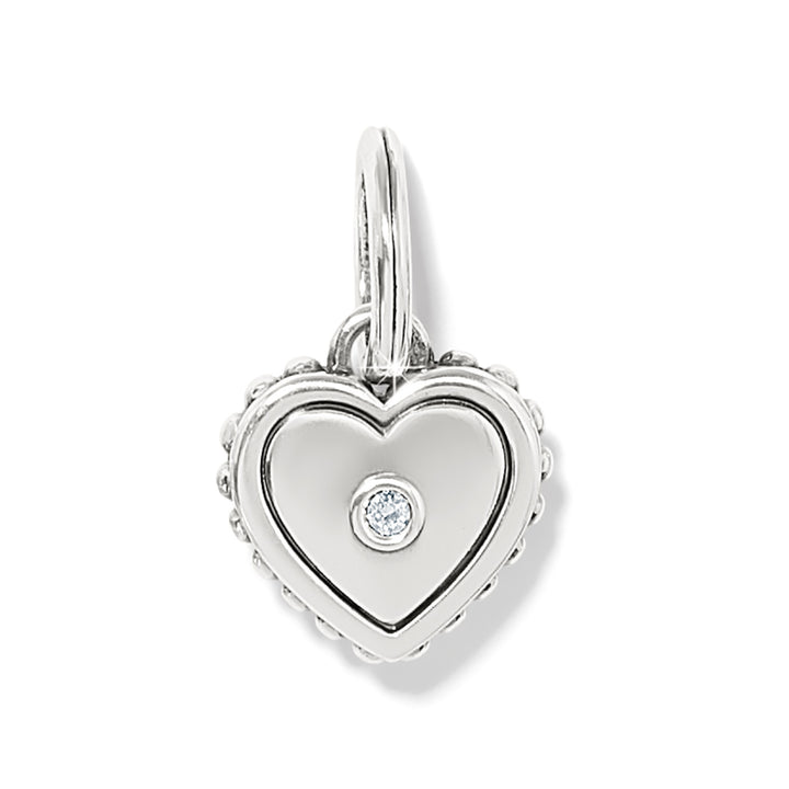 PRETTY TOUGH BOLD HEART CHARM - SILVER