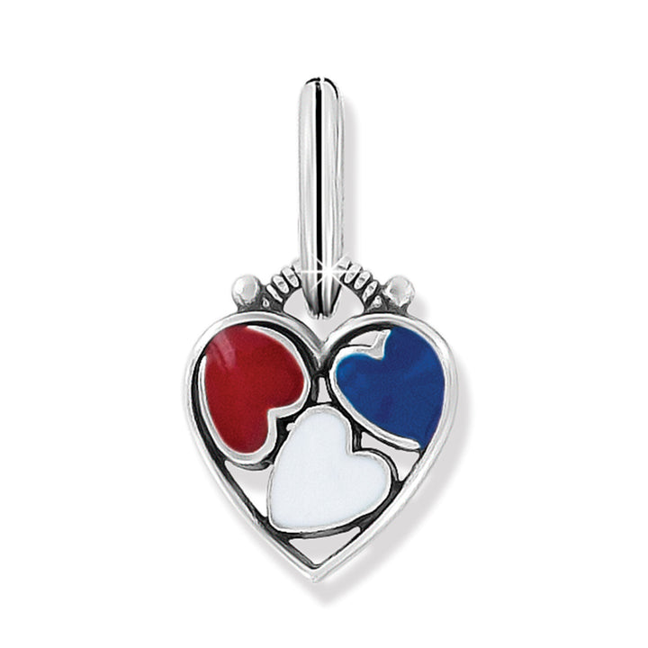 PATRIOTIC HEART CHARM - RED-WHITE-BLUE