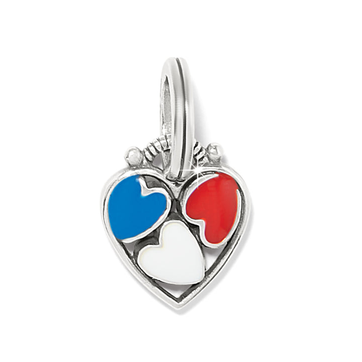 PATRIOTIC HEART CHARM - RED-WHITE-BLUE