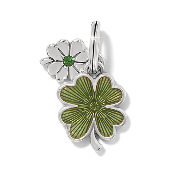 Double Shamrock Charm - Silver-Green