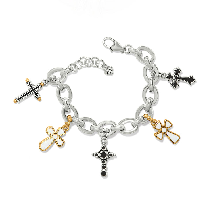 MAJESTIC CROSS CHARM BRACELET - SILVER/GOLD