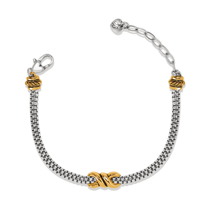 INTERLOK TWIST DOUBLE CHAIN BRACELET - SILVER-GOLD