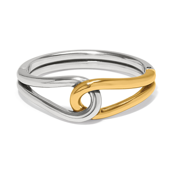 INTERLOK CURVE TWO TONE HINGE BANGLE - SILVER-GOLD