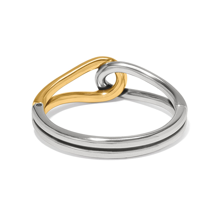 INTERLOK CURVE TWO TONE HINGE BANGLE - SILVER-GOLD