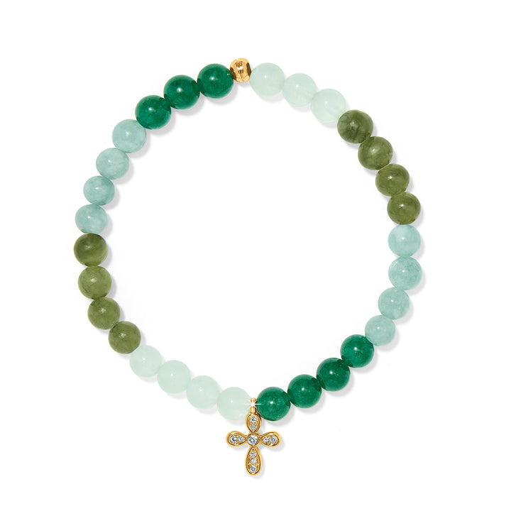 ENCHANTING CROSS STRETCH BRACELET - GOLD-GREEN