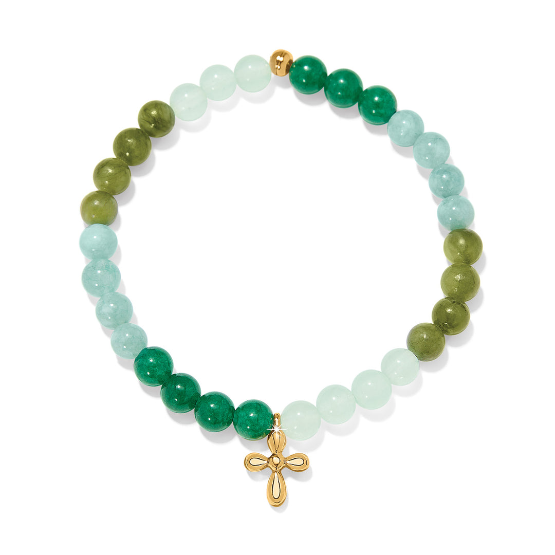 ENCHANTING CROSS STRETCH BRACELET - GOLD-GREEN