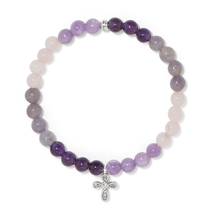 ENCHANTING CROSS STRETCH BRACELET - SILVER-PURPLE