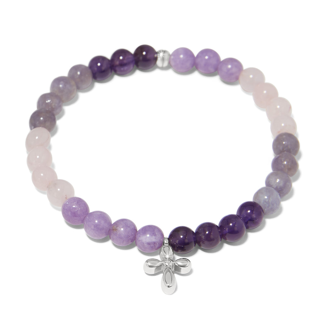 ENCHANTING CROSS STRETCH BRACELET - SILVER-PURPLE