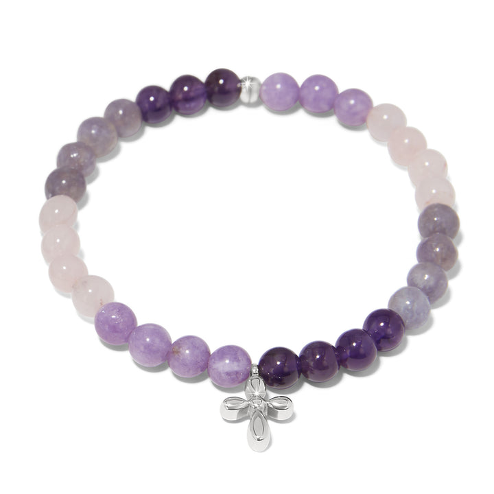 ENCHANTING CROSS STRETCH BRACELET - SILVER-PURPLE