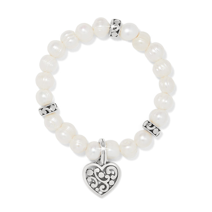 CONTEMPO HEART PEARL STRETCH BRACELET - SILVER-PEARL