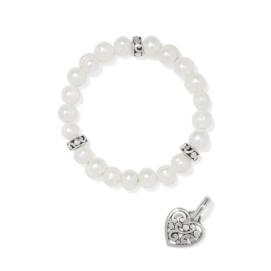 CONTEMPO HEART PEARL STRETCH BRACELET - SILVER-PEARL