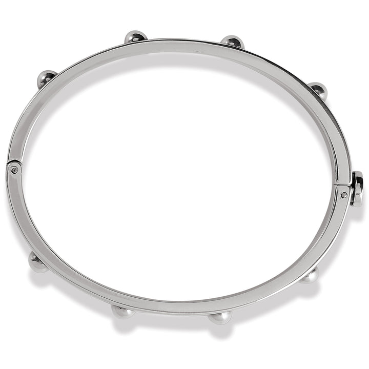 PRETTY TOUGH GROOVE HINGED BANGLE - SILVER