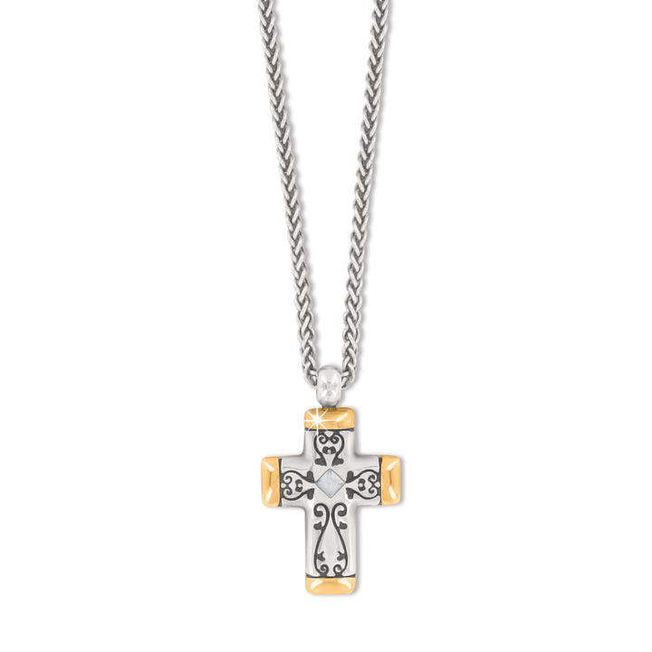 VENEZIA PETITE CROSS NECKLACE - SILVER-GOLD