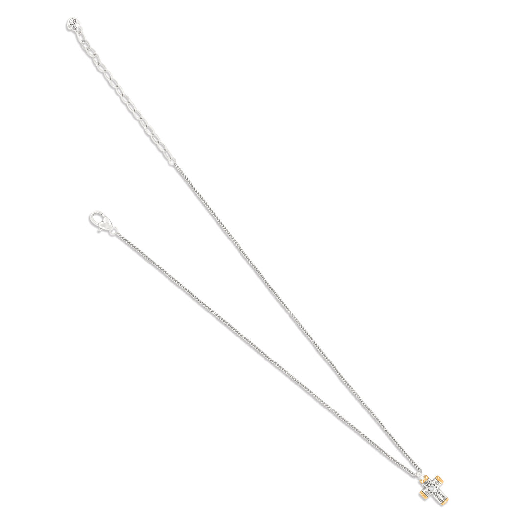 VENEZIA PETITE CROSS NECKLACE - SILVER-GOLD