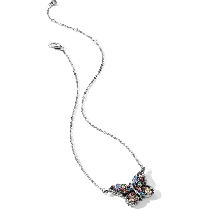 TRUST YOUR JOURNEY REVERSIBLE BUTTERFLY NECKLACE - SILVER-PASTEL MULTI