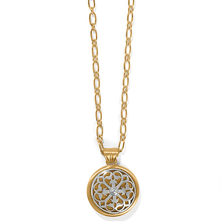 FERRARA TWO TONE LUCE LARGE PENDANT NECKLACE - SILVER-GOLD