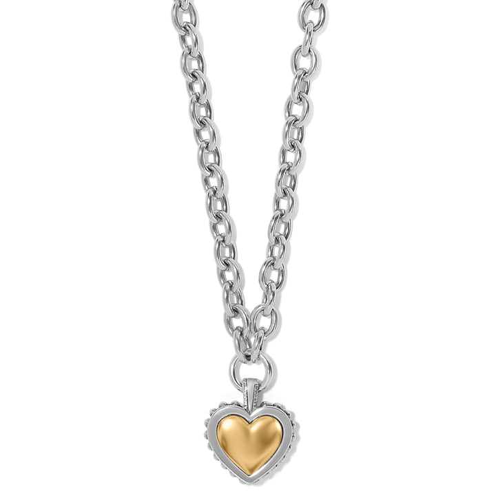 PRETTY TOUGH BOLD HEART TWO TONE NECKLACE