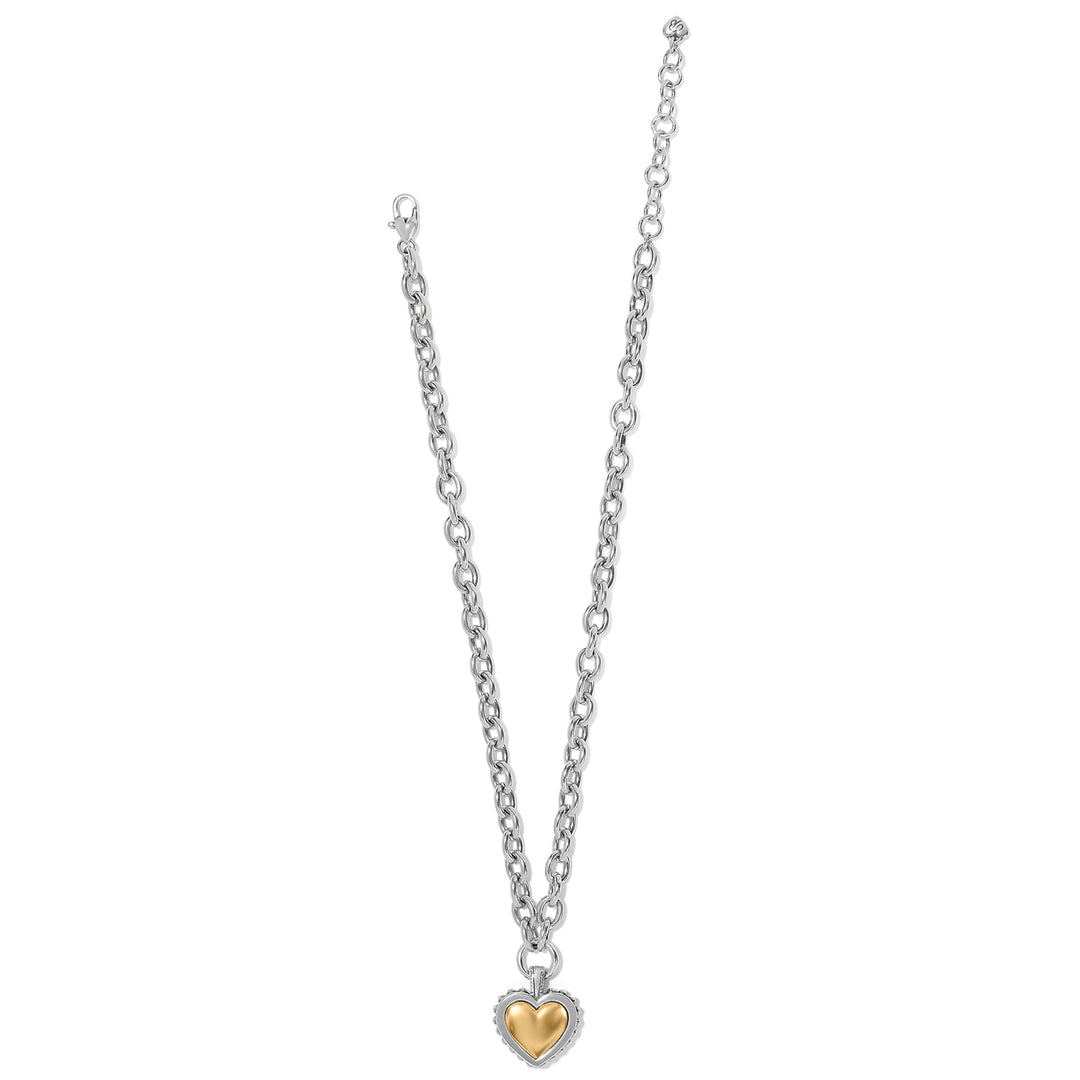 PRETTY TOUGH BOLD HEART TWO TONE NECKLACE