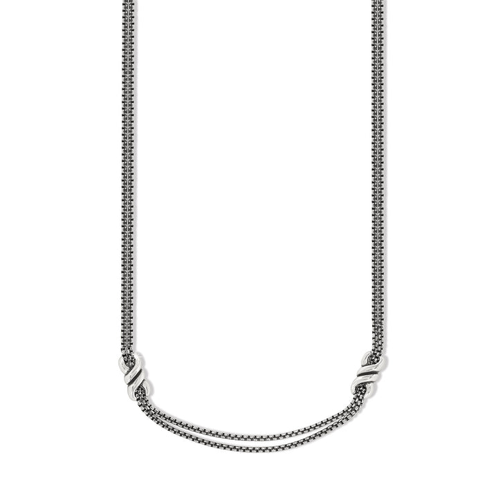 INTERLOK TWIST DOUBLE NECKLACE - SILVER