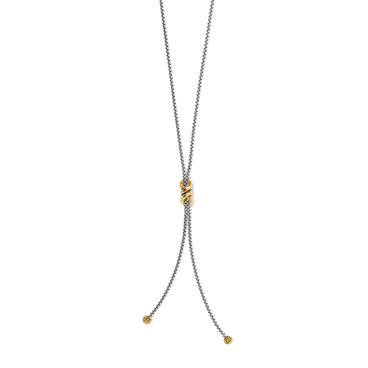 INTERLOK TWIST TWO TONE LARIAT NECKLACE - SILVER-GOLD