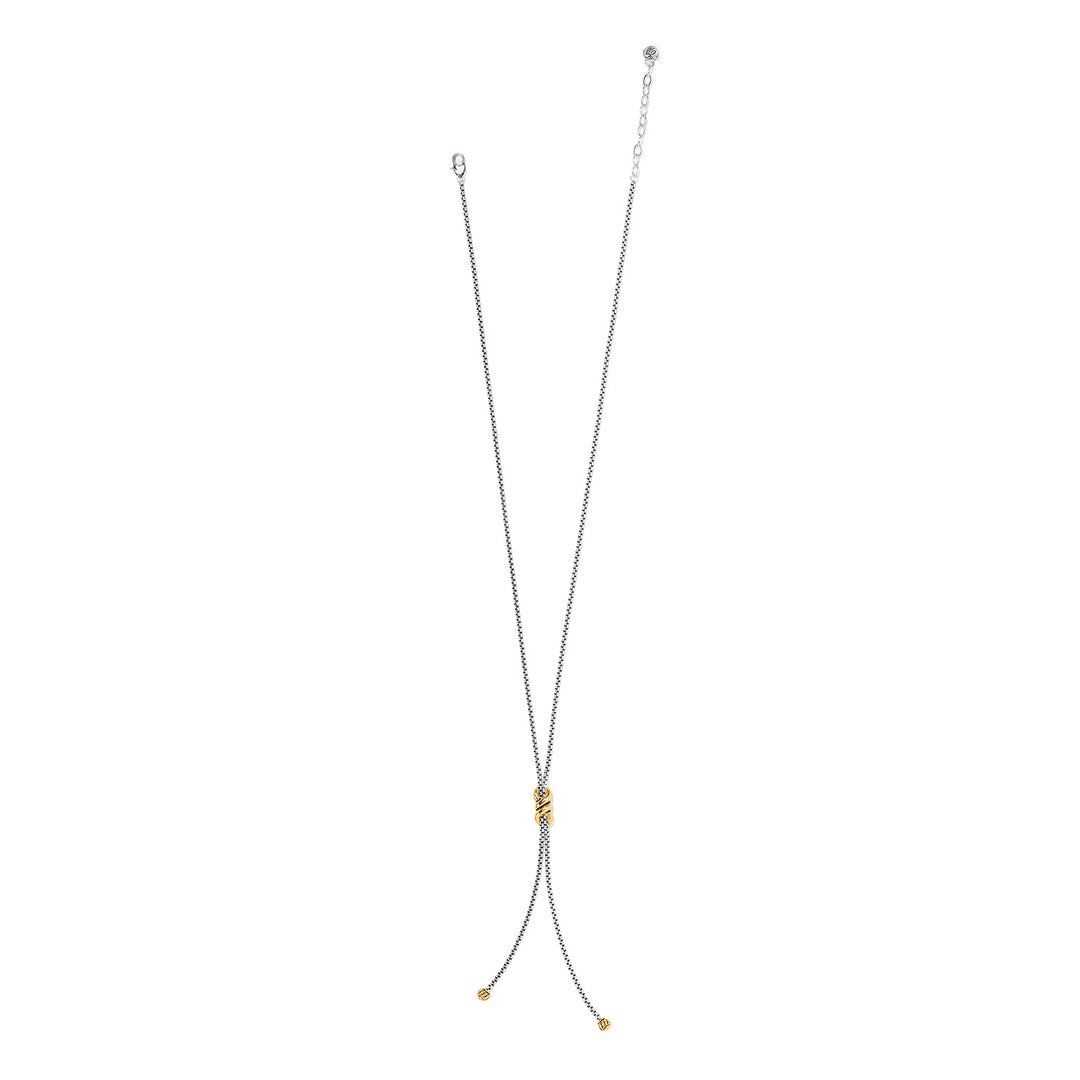 INTERLOK TWIST TWO TONE LARIAT NECKLACE - SILVER-GOLD