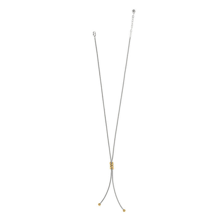 INTERLOK TWIST TWO TONE LARIAT NECKLACE - SILVER-GOLD