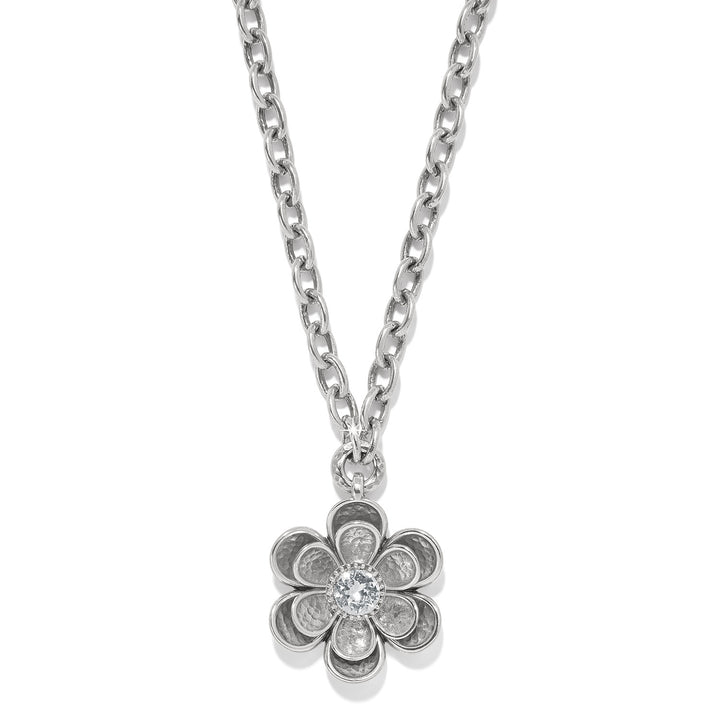 METAL PETAL PENDANT NECKLACE - SILVER