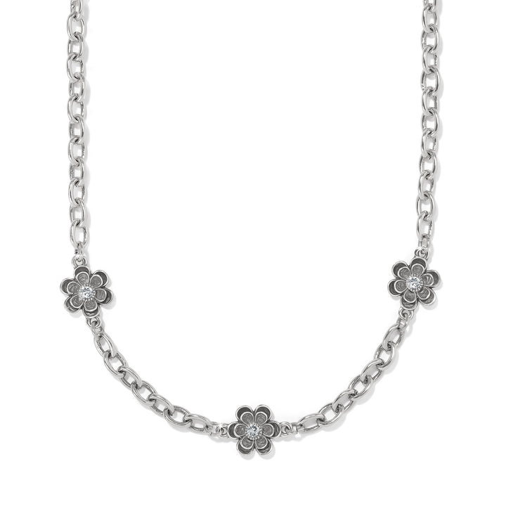 METAL PETAL SHORT NECKLACE - SILVER