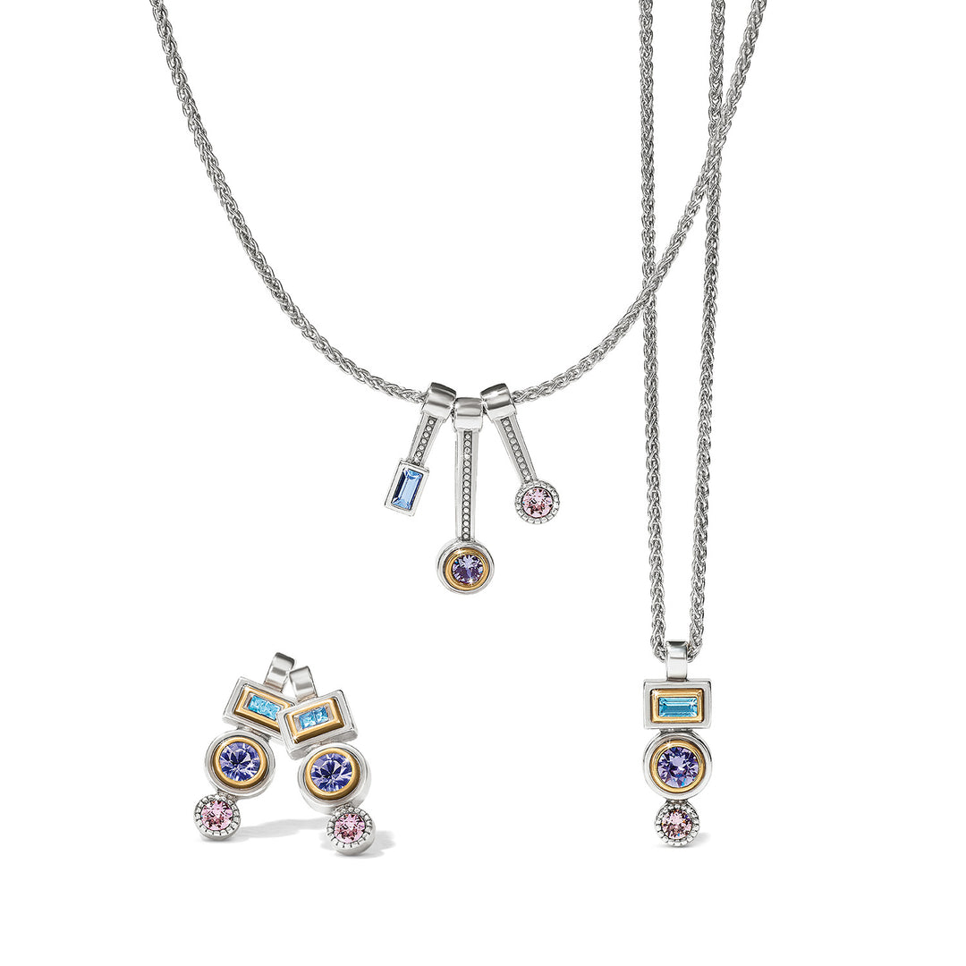 HALO GLEAM TRIO NECKLACE - SILVER/GOLD -MULTI