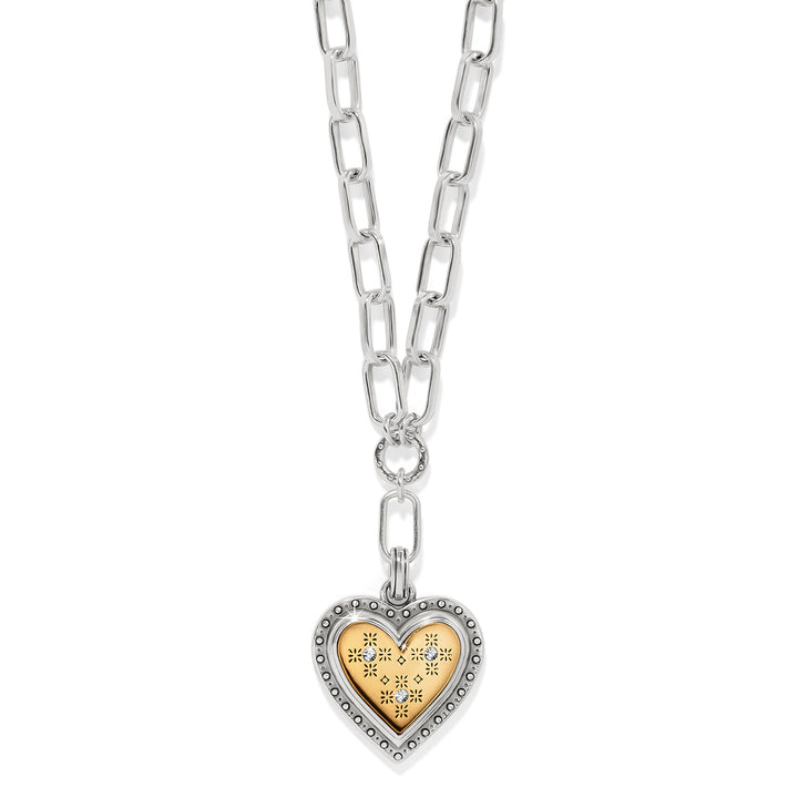 MOSAIC HEART TWO TONE NECKLACE - SILVER-GOLD