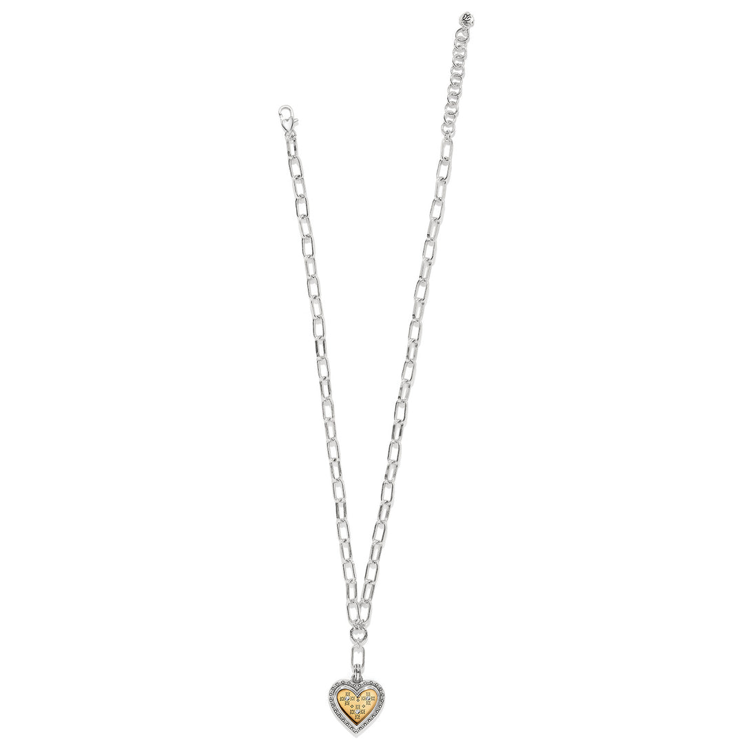 MOSAIC HEART TWO TONE NECKLACE - SILVER-GOLD