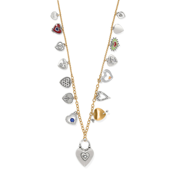 ONE HEART LONG NECKLACE - SILVER-MULTI