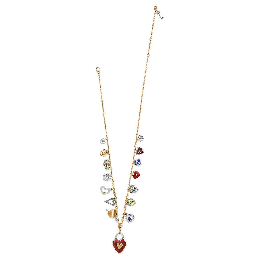 ONE HEART LONG NECKLACE - SILVER-MULTI