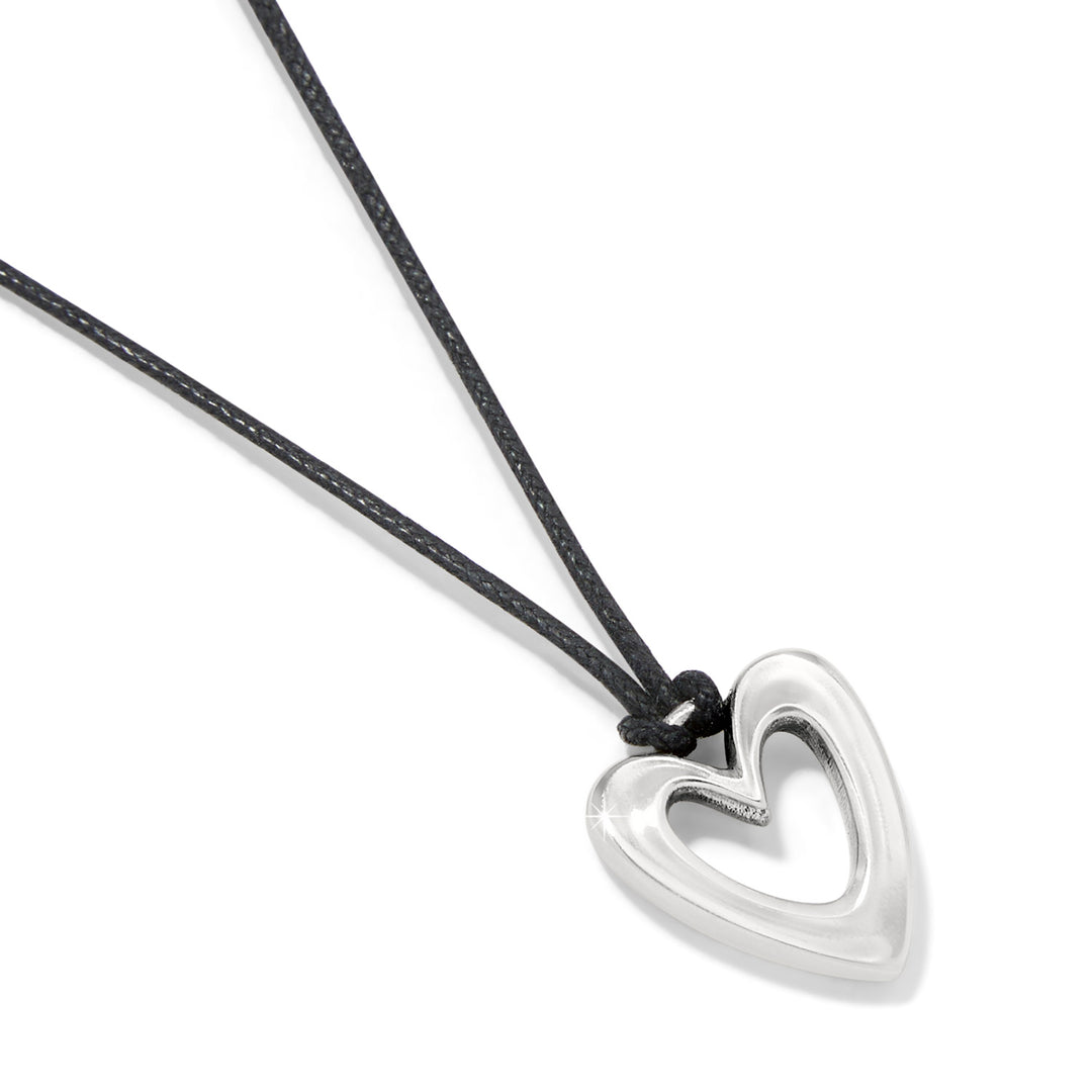 Cascade Open Heart Petite Cord Necklace - Silver-Black