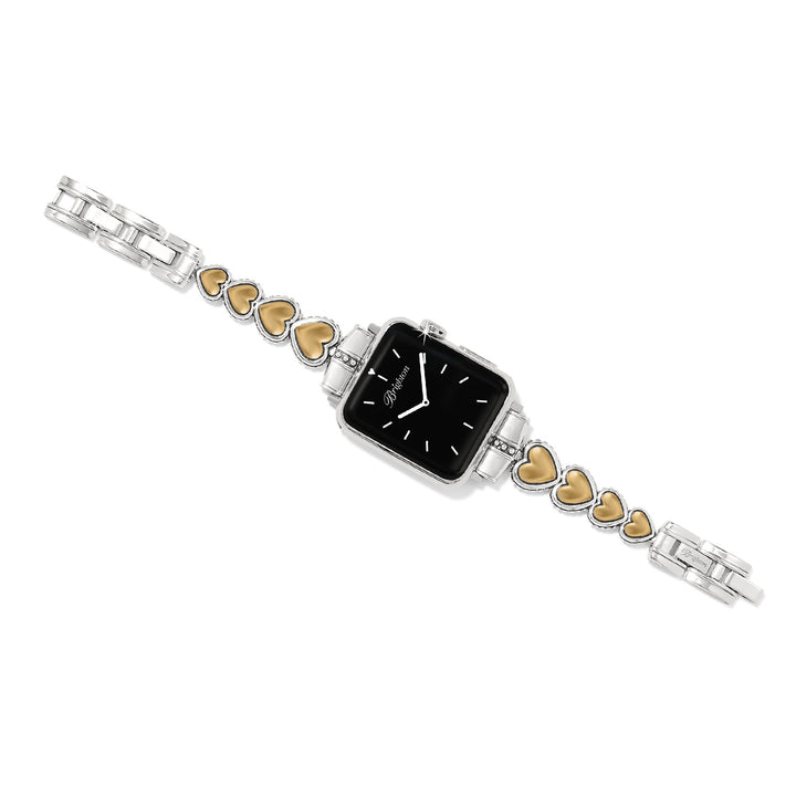 PRETTY TOUGH TWO TONE HEART WATCH BAND - SILVER-GOLD