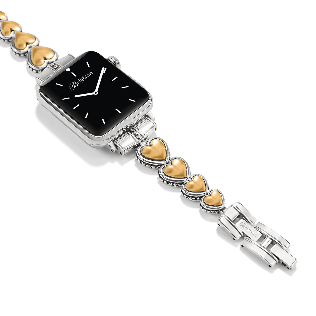 PRETTY TOUGH TWO TONE HEART WATCH BAND - SILVER-GOLD