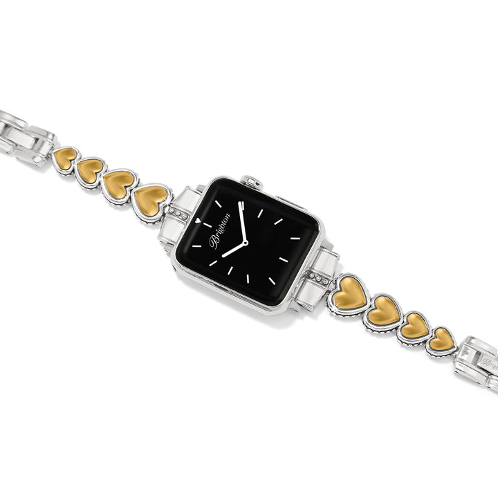 PRETTY TOUGH TWO TONE HEART WATCH BAND - SILVER-GOLD