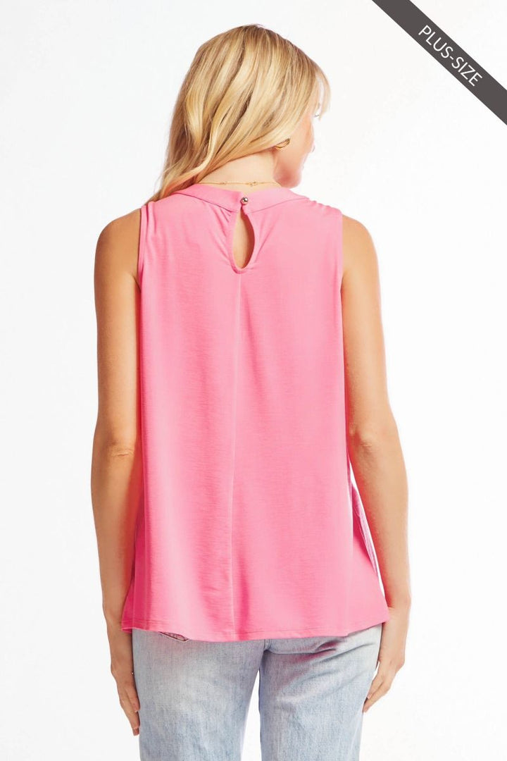 DEAR SCARLETT PLEATED SLEEVELESS TOP - NEON PINK