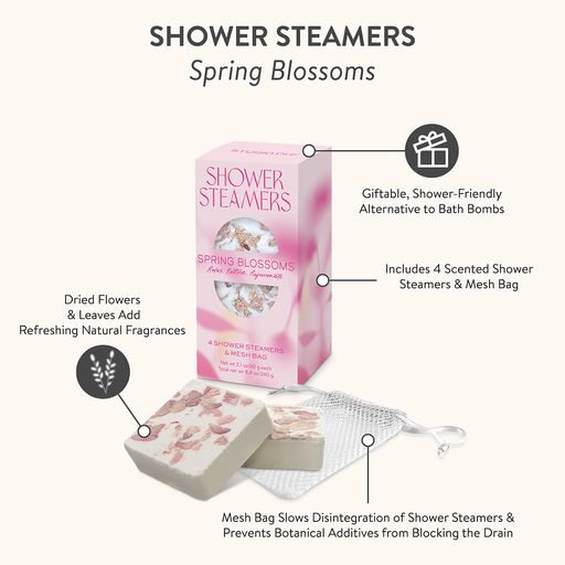 SHOWER STEAMERS (4) W/MESH BAG - SPRING BLOSSOMS