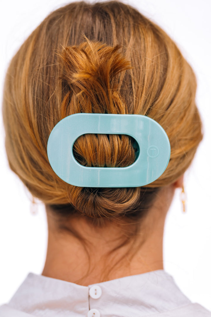 TELETIES MEDIUM FLAT ROUND CLIP - TOTALLY TURQUOISE