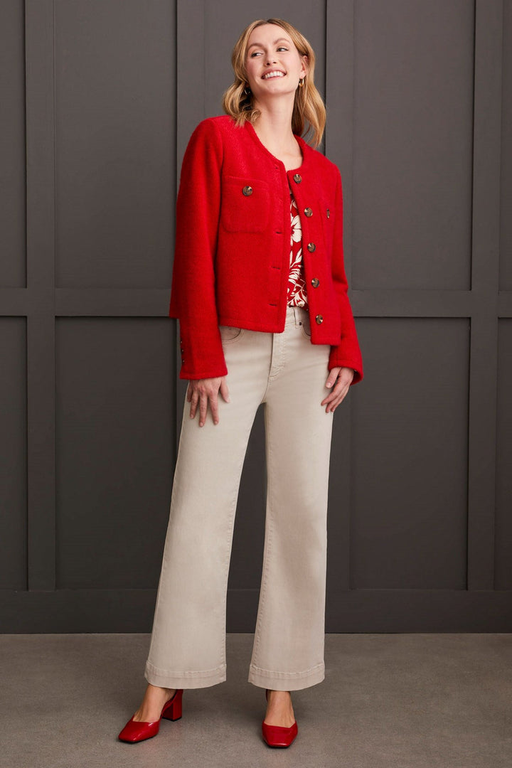 LONG SLEEVE LINED BUTTON FRONT JACKET - SCARLET