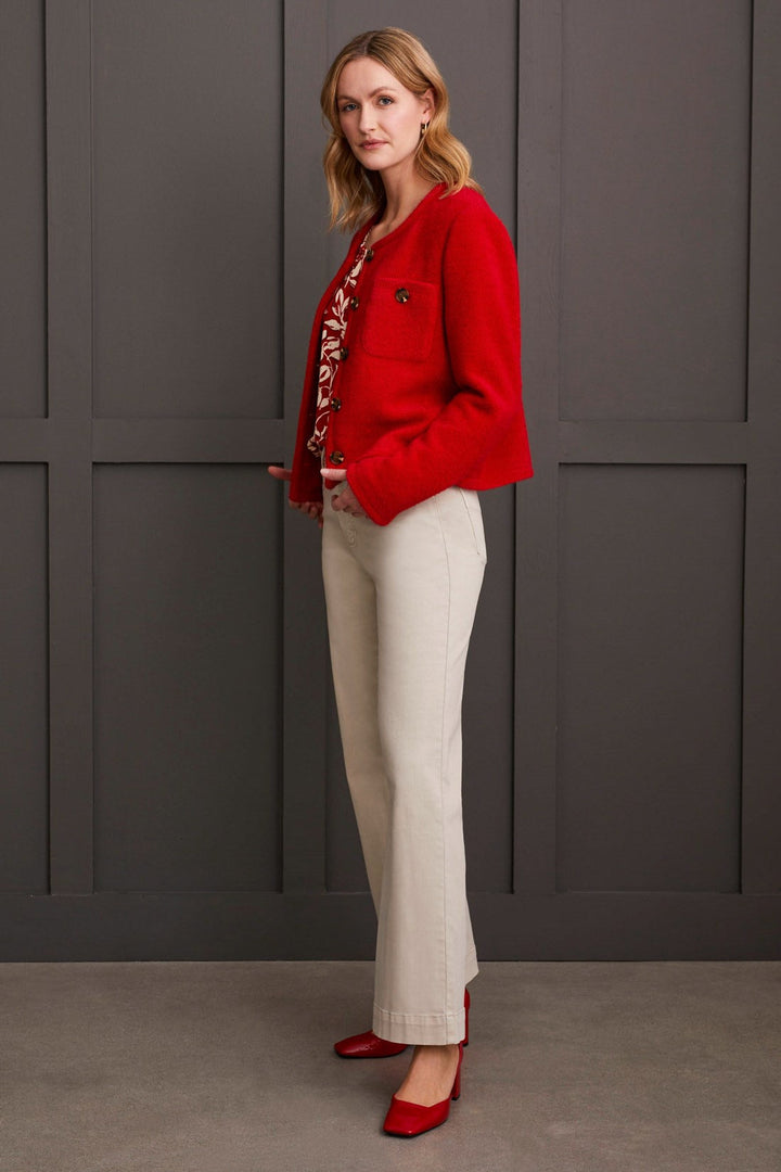 LONG SLEEVE LINED BUTTON FRONT JACKET - SCARLET