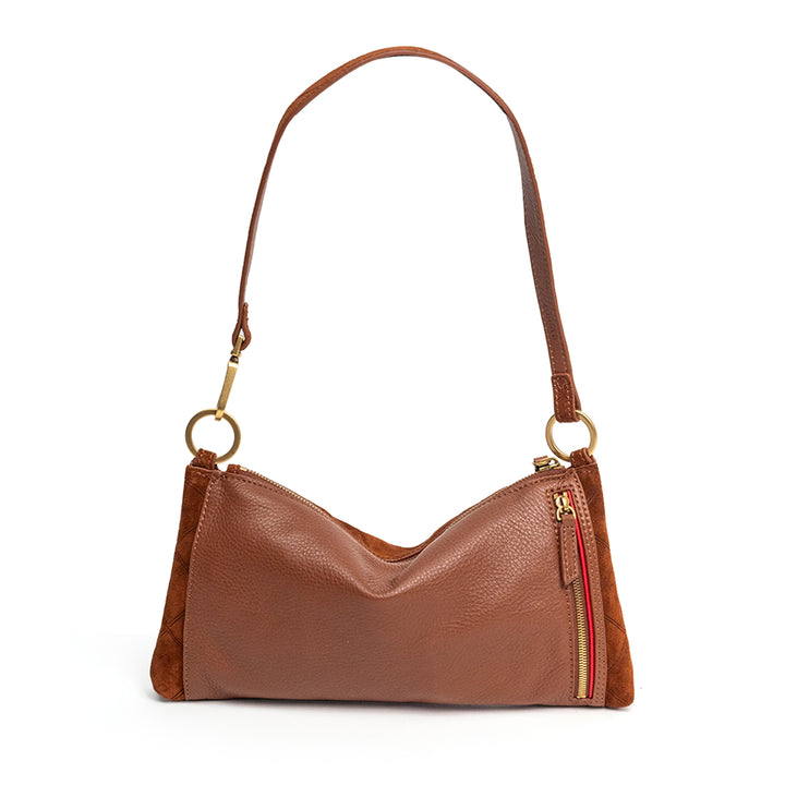 HAMMITT KYLE SHOULDER BAG - CHOCOLATE DIAMOND SUEDE/ANTIQUE