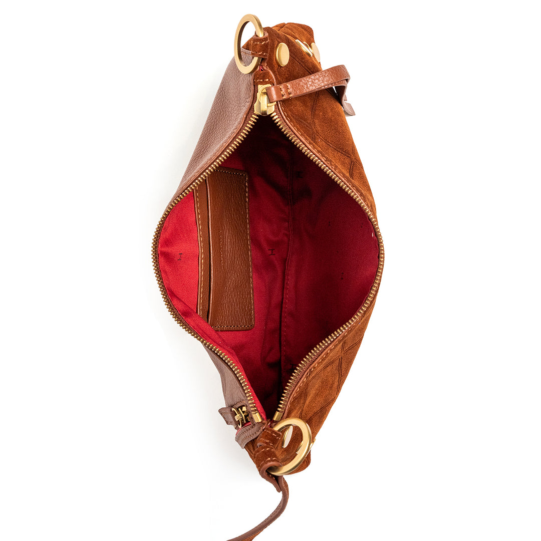 HAMMITT KYLE SHOULDER BAG - CHOCOLATE DIAMOND SUEDE/ANTIQUE