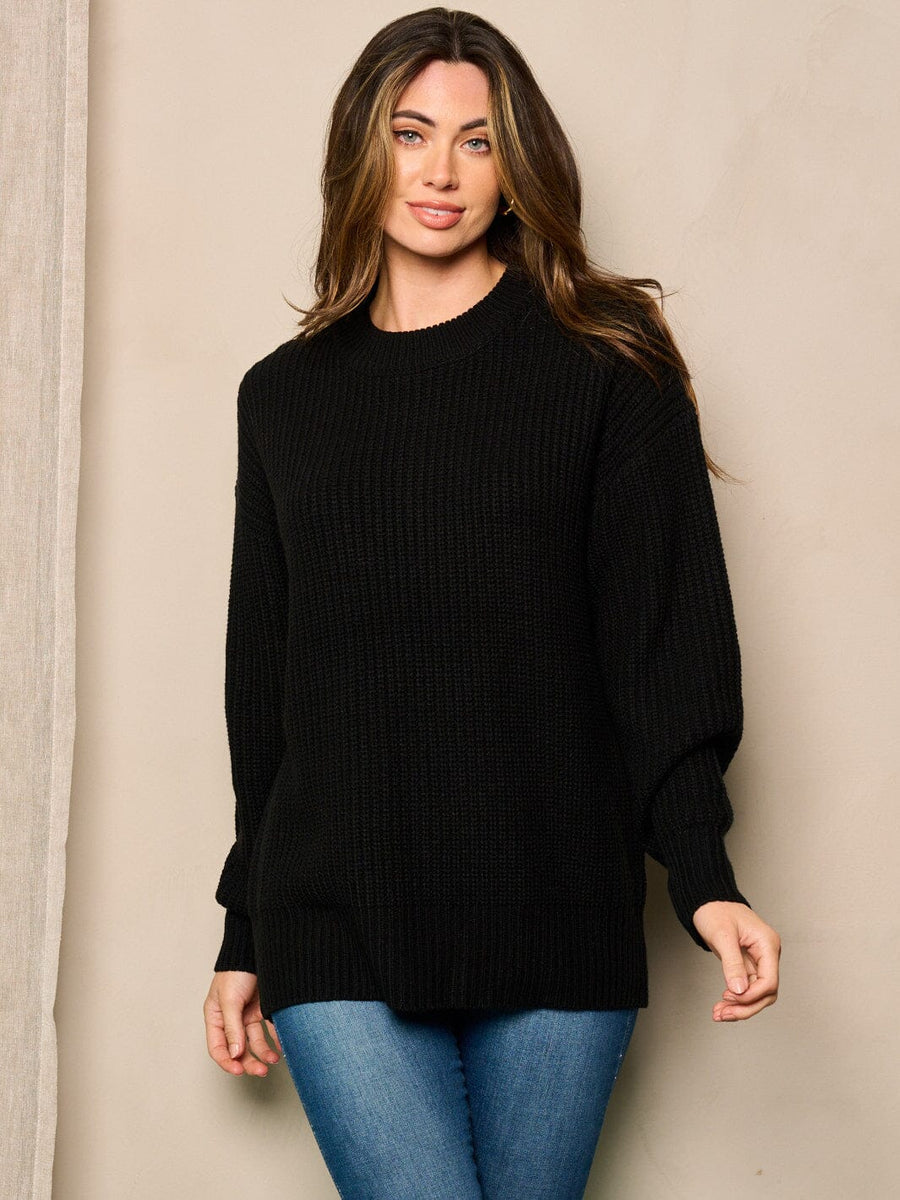 KNIT PULLOVER SWEATER - BLACK