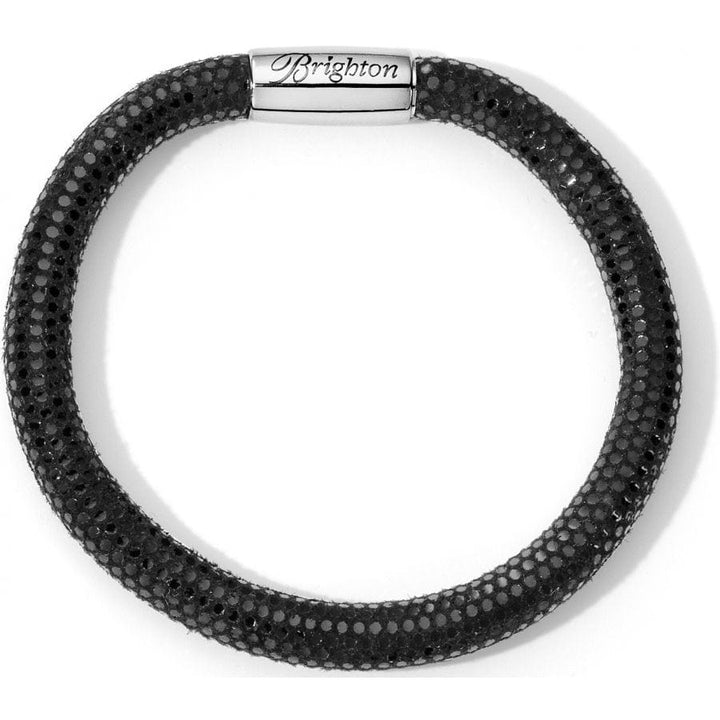 Woodstock Single Leather Bracelet- BLACK SHINE- MD/LG