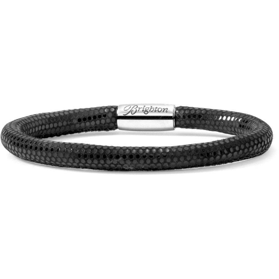 Woodstock Single Leather Bracelet- BLACK SHINE- MD/LG