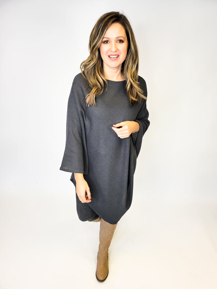 TEXTURED JERSEY PONCHO - O/S